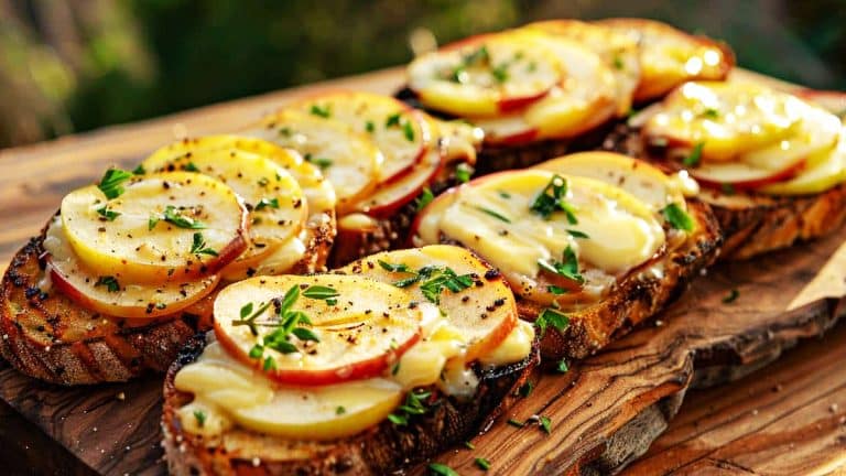 Élever votre apéritif avec une bruschetta aux pommes et camembert, une recette simple et savoureuse