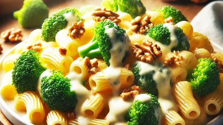 Vous cherchez une recette simple et délicieuse ? Découvrez les macaronis au gorgonzola, brocoli et noix