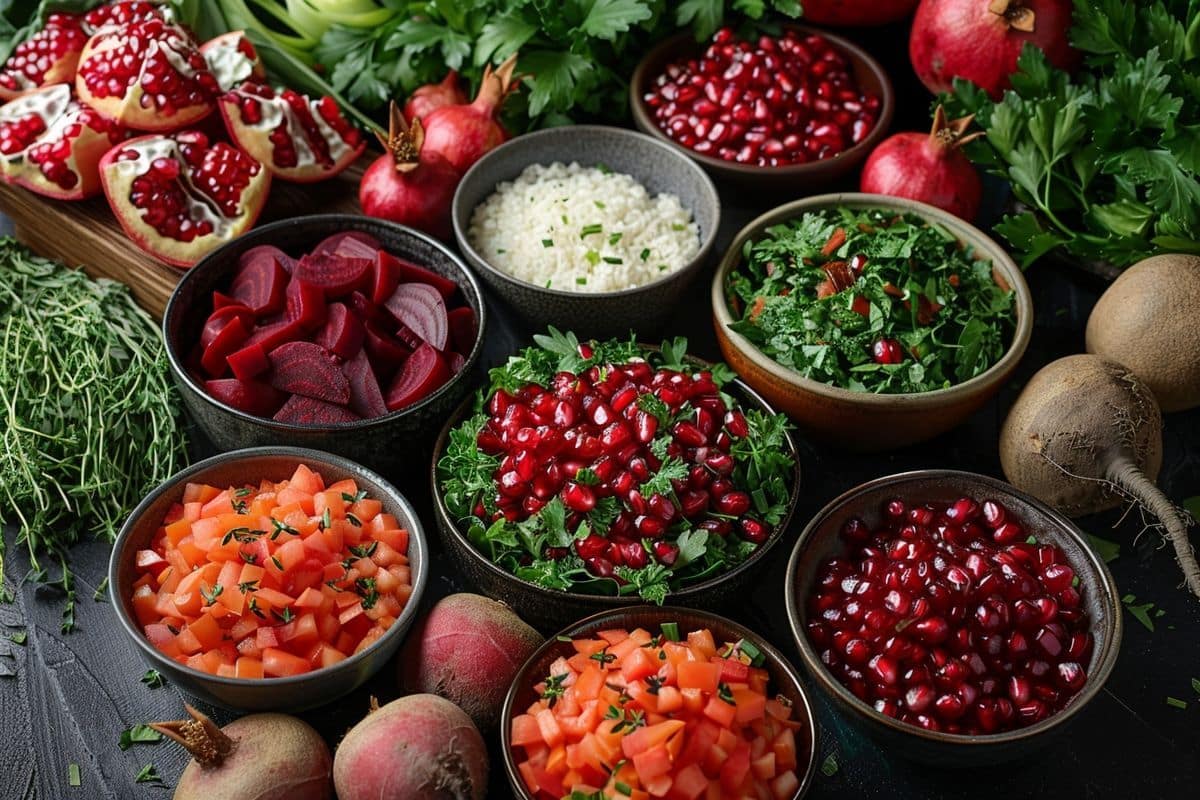 Découvrez notre salade d'automne aux betteraves râpées et vinaigrette aneth-grenade, un délice coloré et savoureux